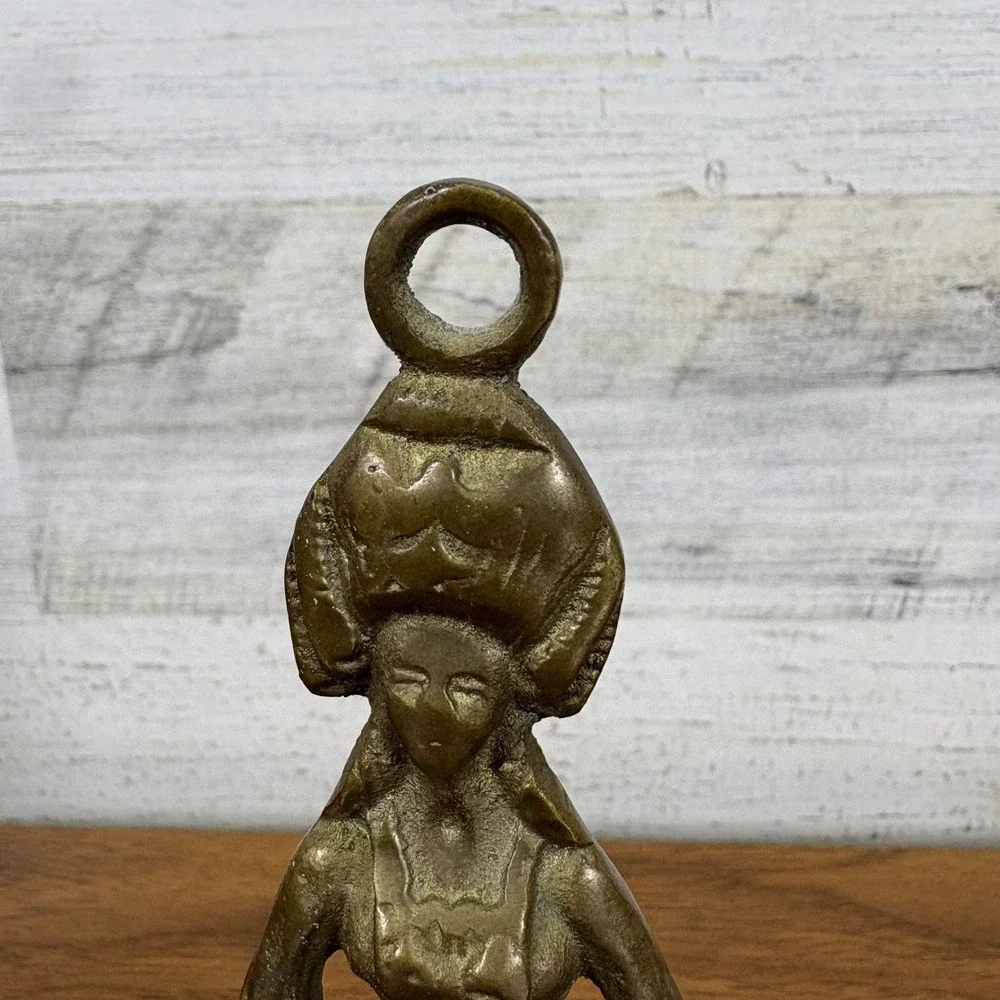Brass Victorian Lady Bell Early 20th Century 7